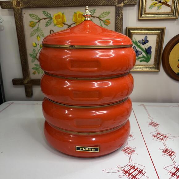 Lincoln Pagoda stacking canister set vintage 1960s